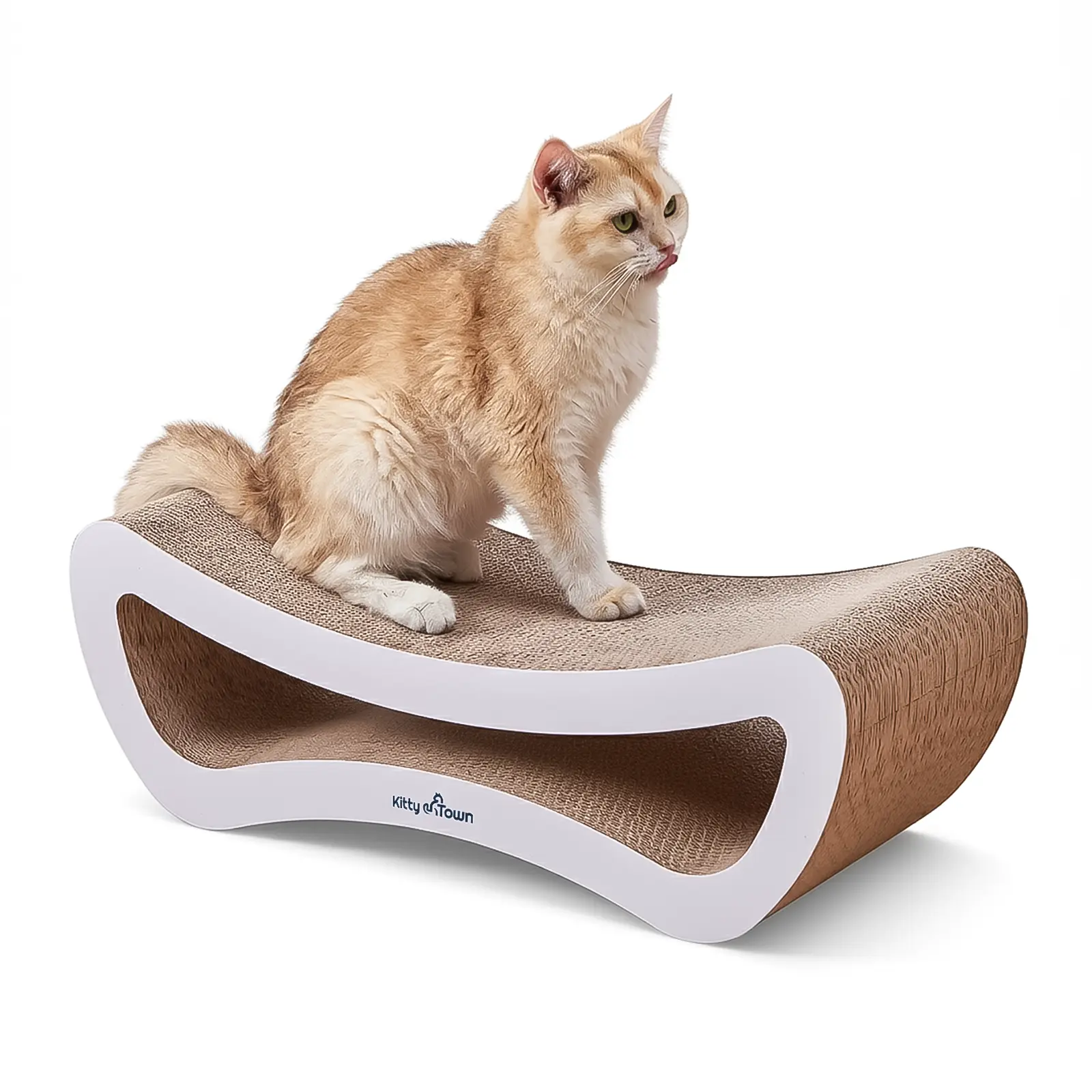 Luxe Krabsofa Kitty Town Leo Medium wit met kat 3